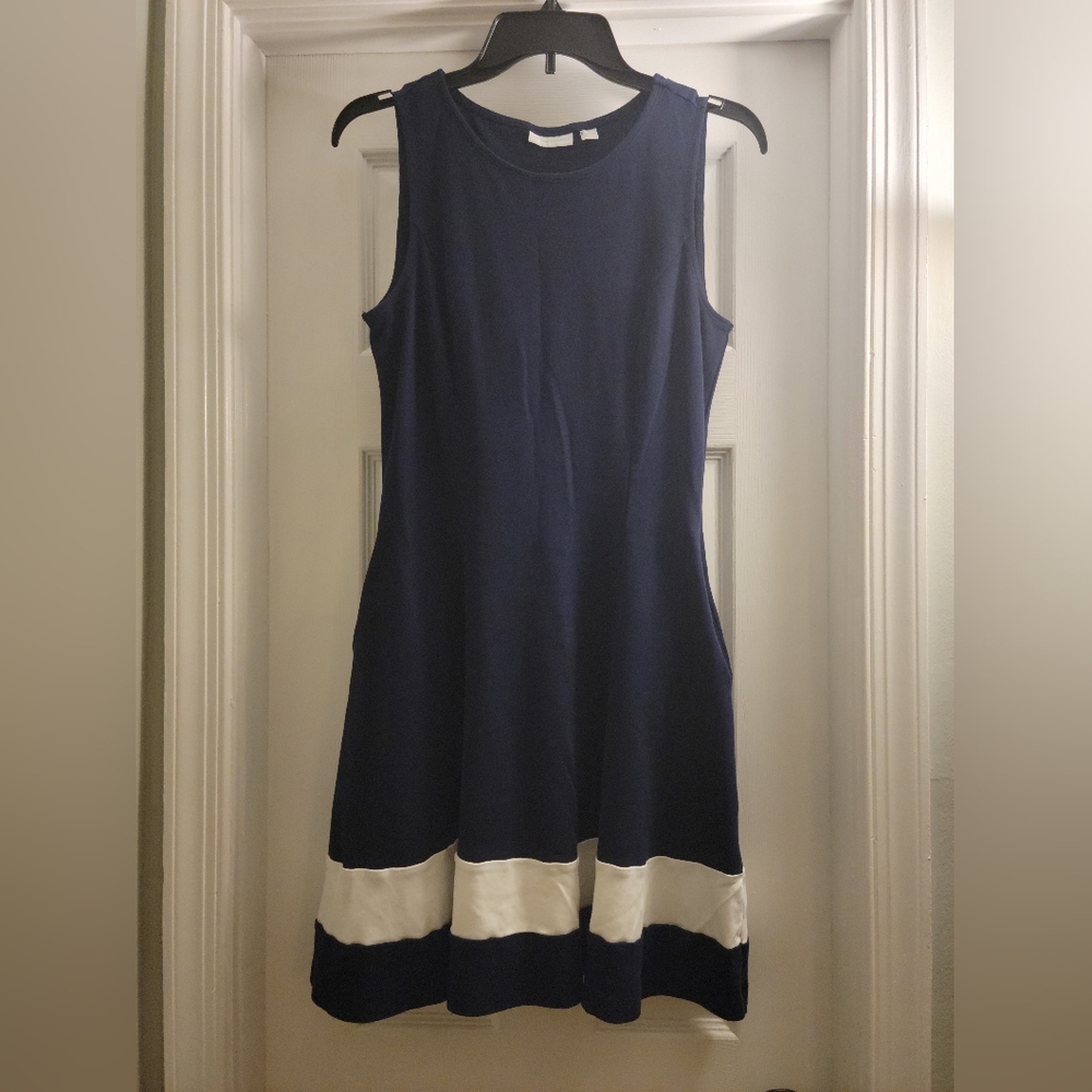 New York & Company blue/white dress with pockets